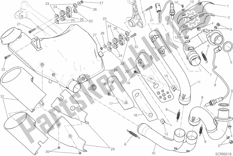 Todas as partes de Sistema De Exaustão do Ducati Scrambler Flat Track Brasil 803 2018